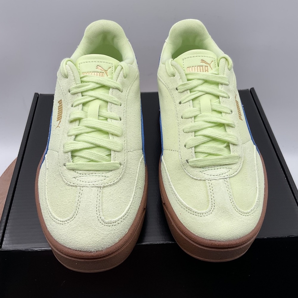 Puma Club II Era Womens Pale Lime Green Suede Platform Sneakers 402609-10 Size 9